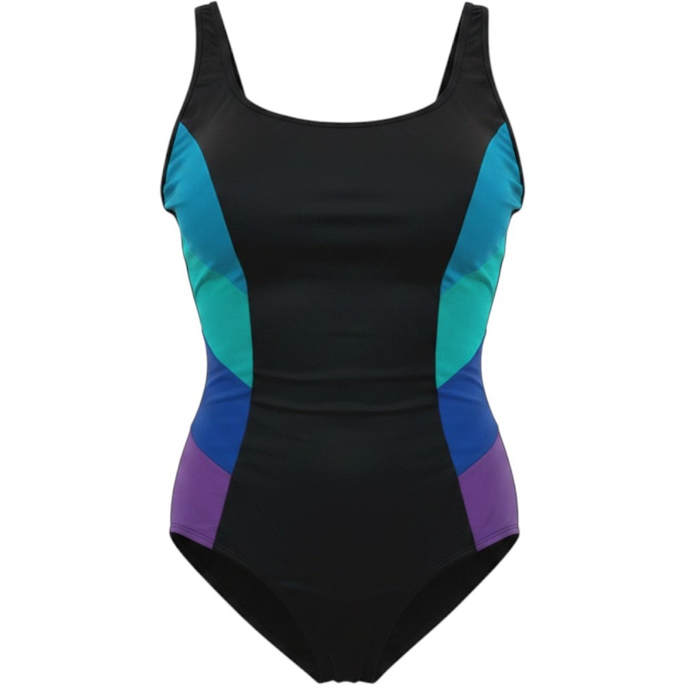 Inches Away Colorblock One Piece Swimsuit Size 10 Medium vintage Y2K